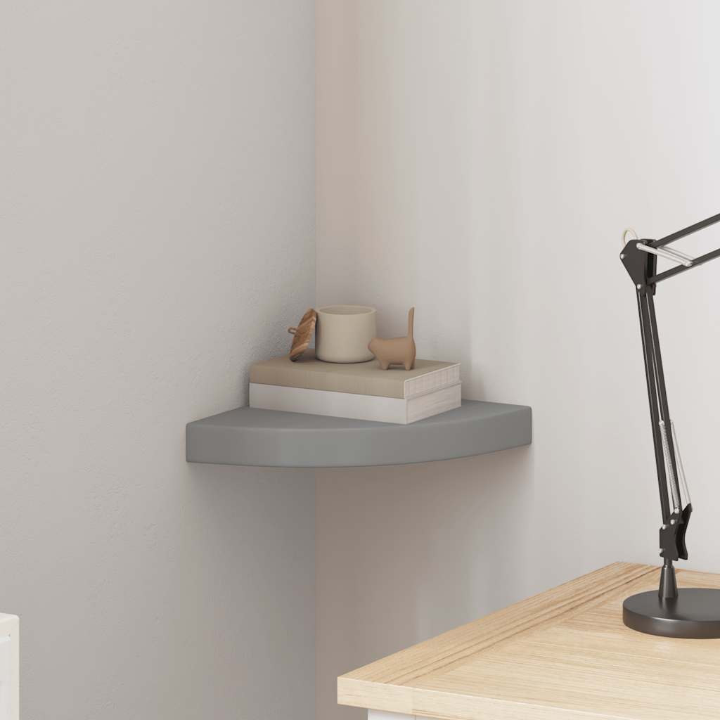 Floating Corner Shelf Grey 25x25x3.8 cm MDF