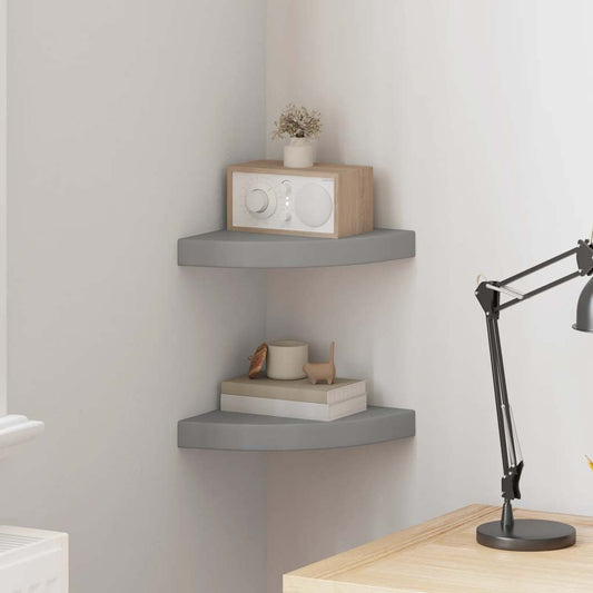 Corner Shelf | Set of 2 | Grey | Honeycomb MDF, metal | 25x25 cm
