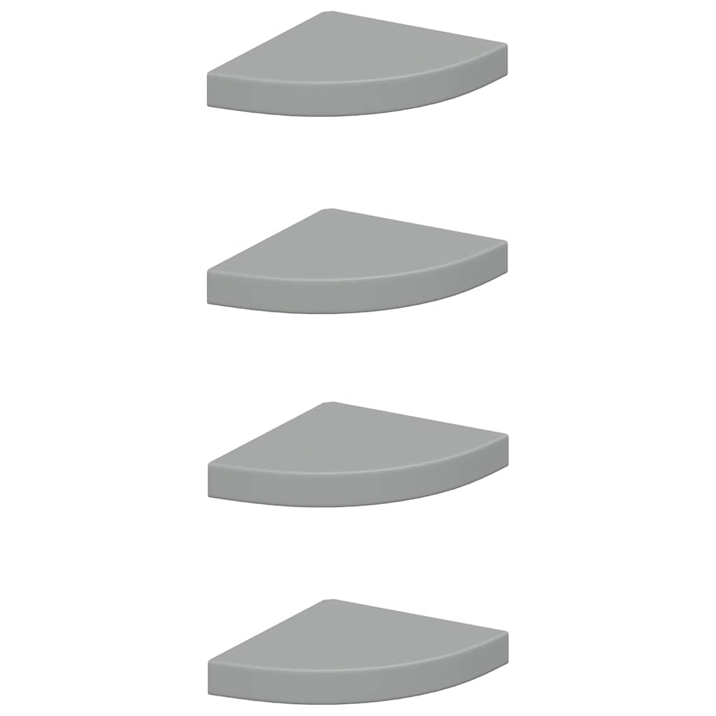 Floating Corner Shelves 4 pcs Grey 25x25x3.8 cm MDF