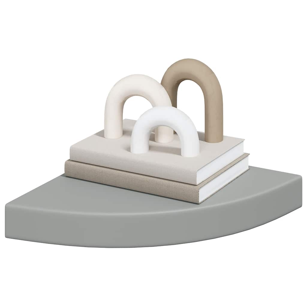 Floating Corner Shelves 4 pcs Grey 25x25x3.8 cm MDF