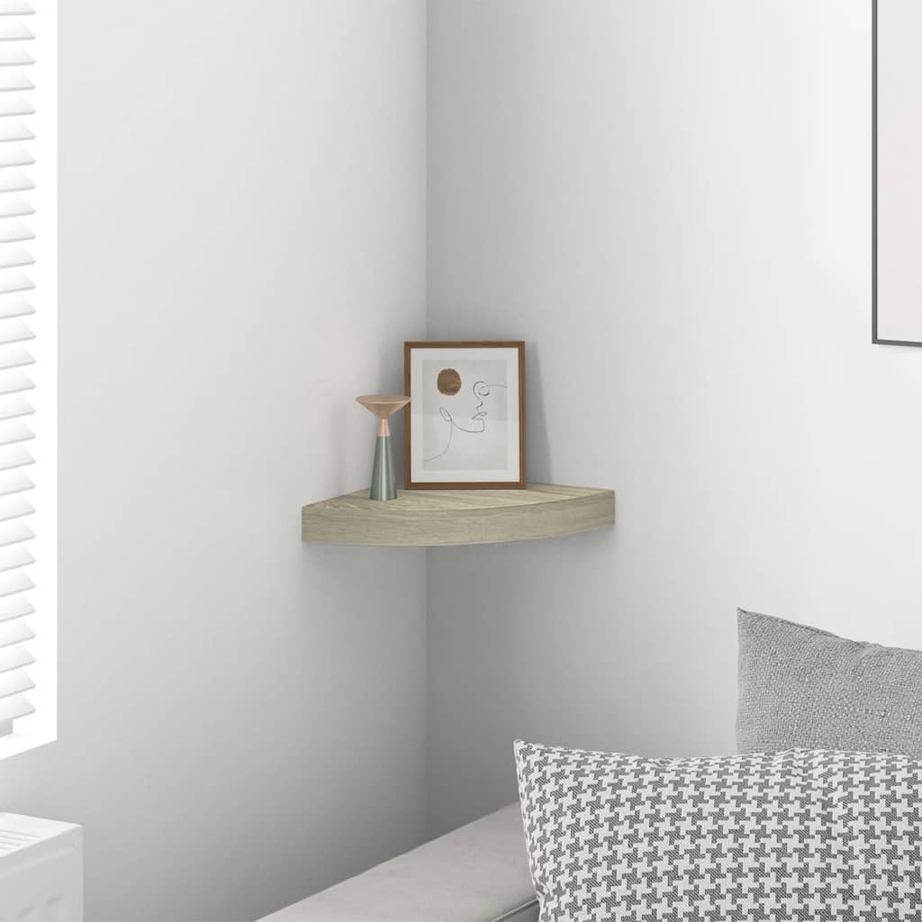 Floating Corner Shelf Oak 25x25x3.8 cm MDF
