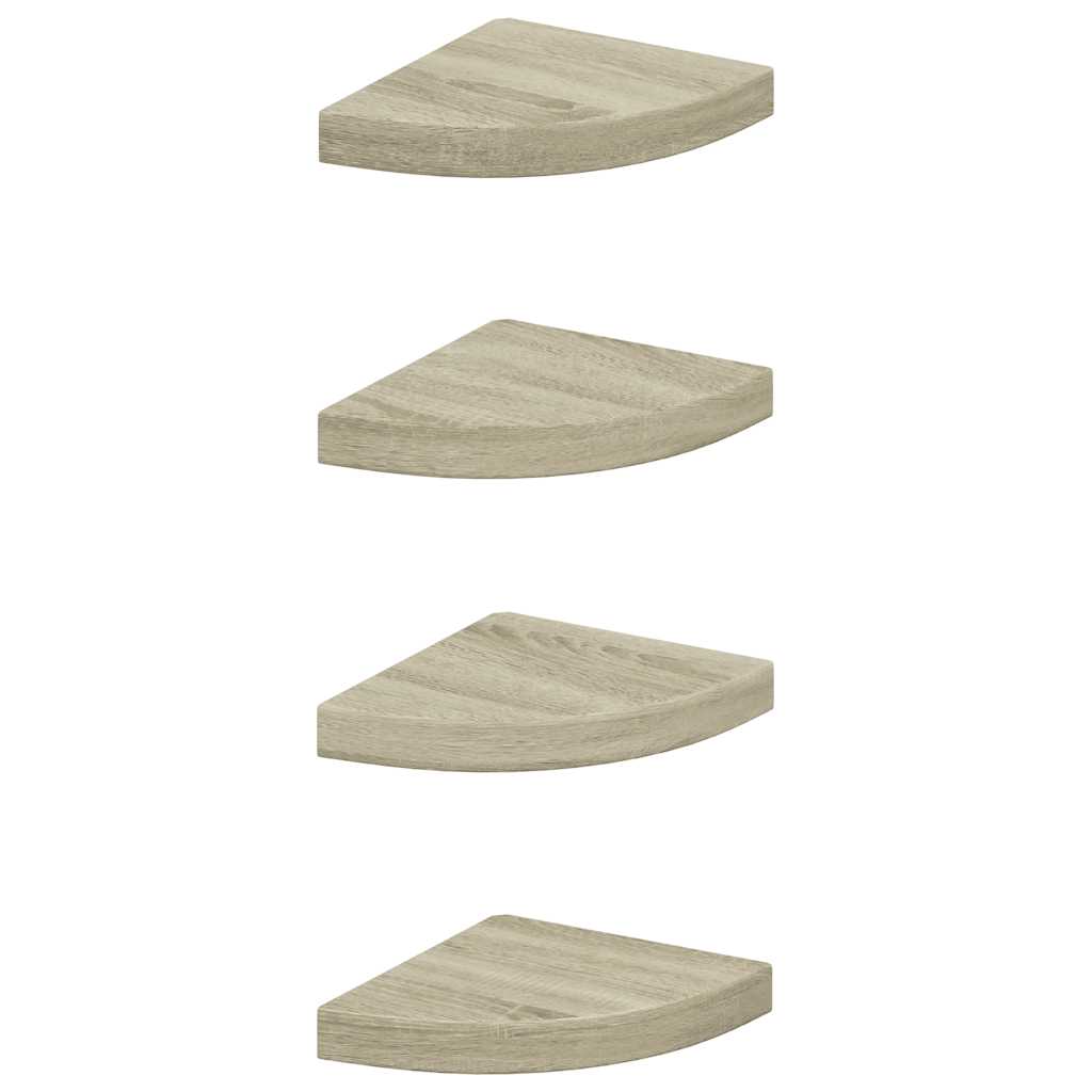 Floating Corner Shelves 4 pcs Oak 25x25x3.8 cm MDF
