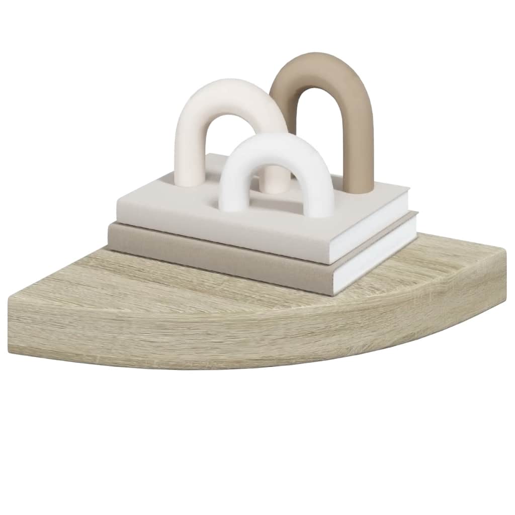 Floating Corner Shelves 4 pcs Oak 25x25x3.8 cm MDF
