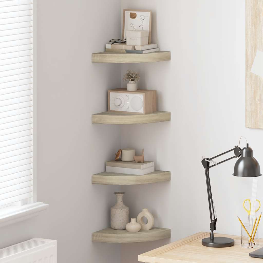 Floating Corner Shelves 4 pcs Oak 25x25x3.8 cm MDF