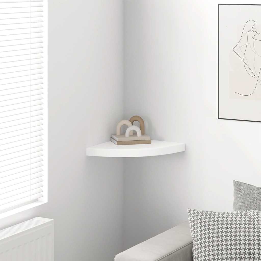Floating Corner Shelf High Gloss White 35x35x3.8 cm MDF