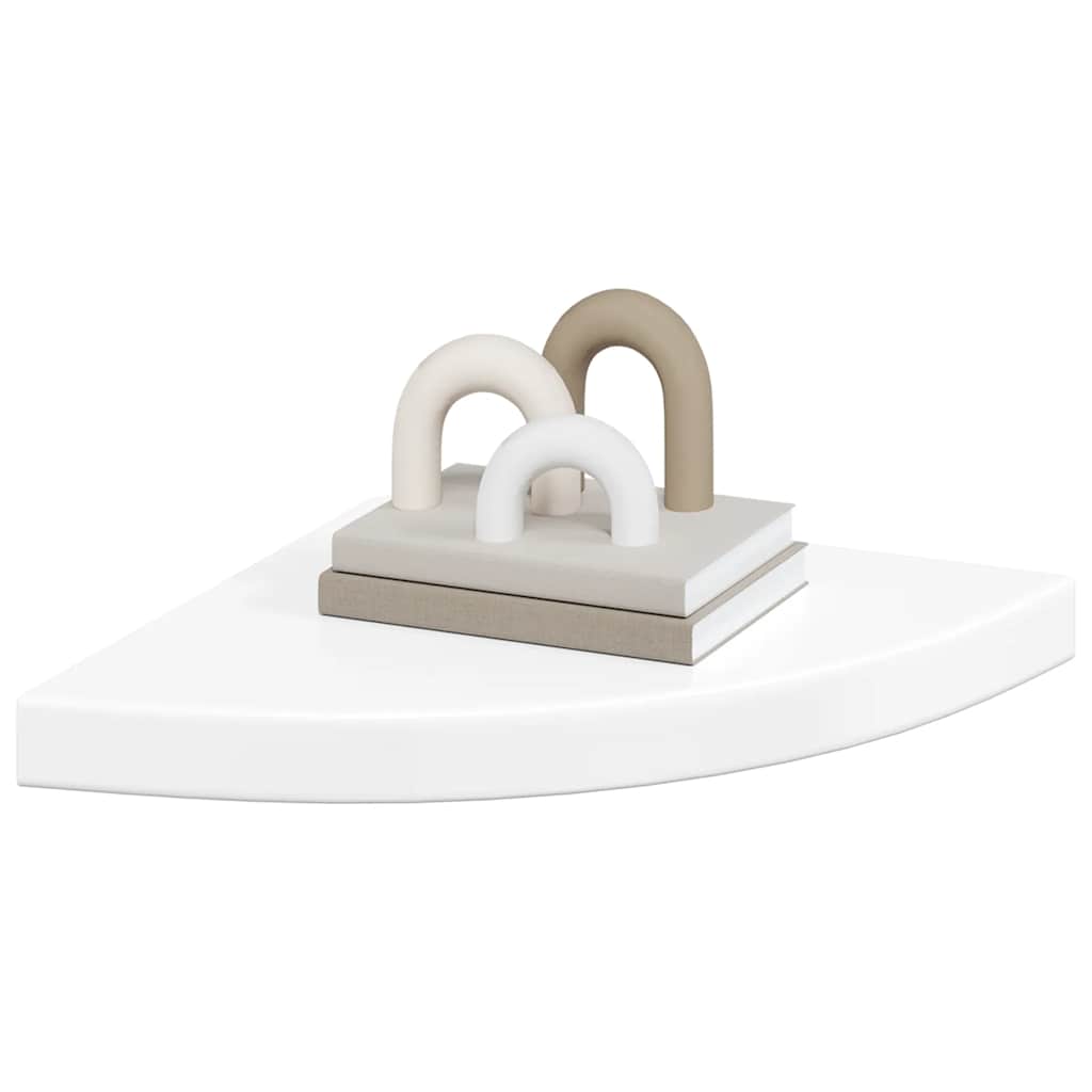 Floating Corner Shelf High Gloss White 35x35x3.8 cm MDF