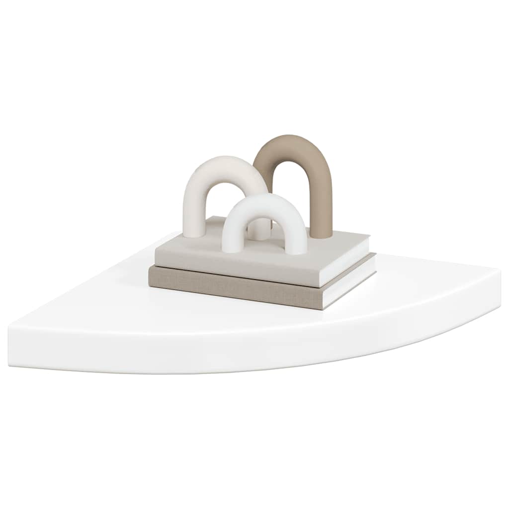 Floating Corner Shelves 2 pcs High Gloss White 35x35x3.8 cm MDF