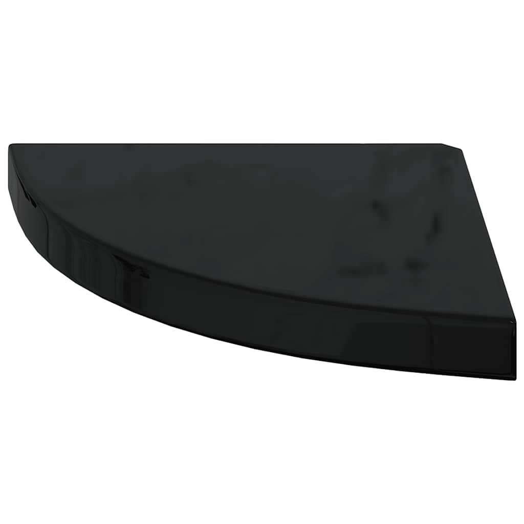 Floating Corner Shelf High Gloss Black 35x35x3.8 cm MDF