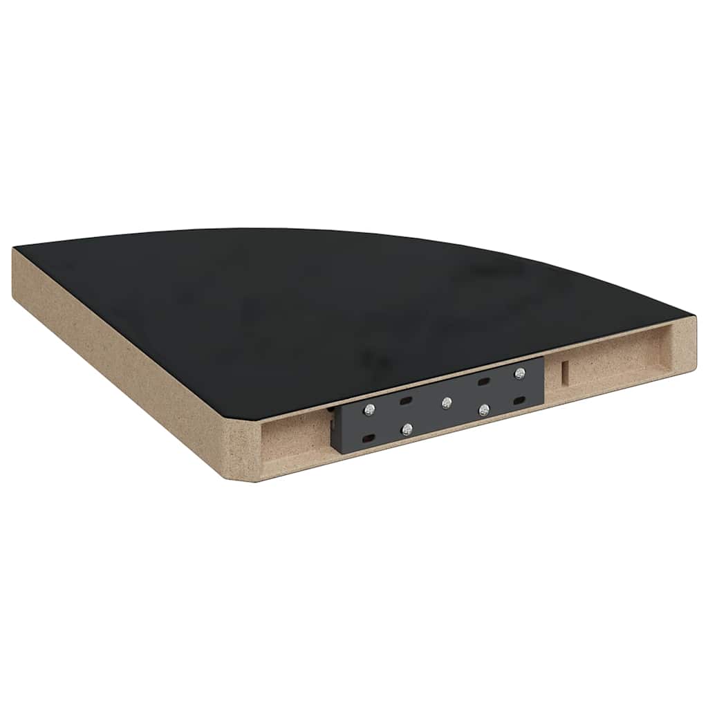 Floating Corner Shelf High Gloss Black 35x35x3.8 cm MDF