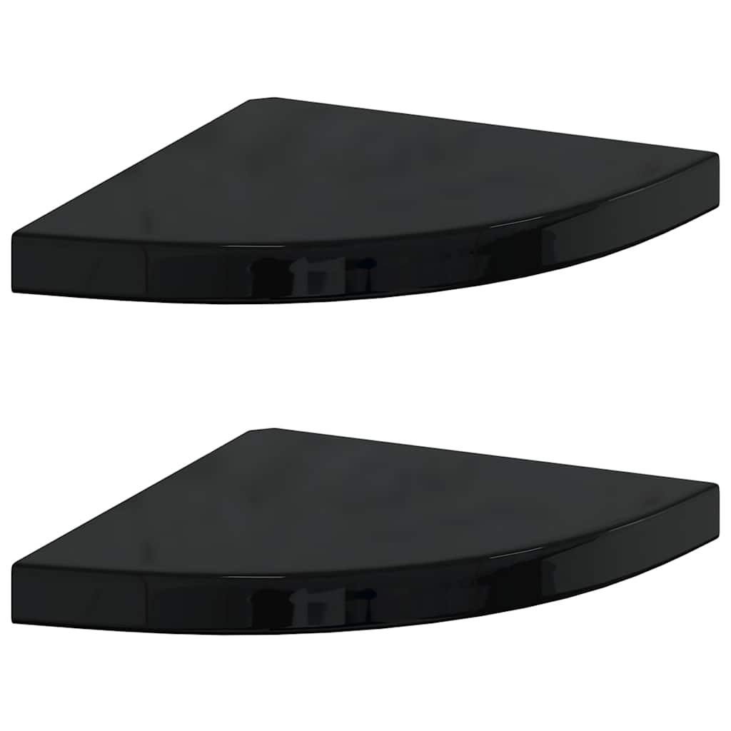 Floating Corner Shelves 2 pcs High Gloss Black 35x35x3.8 cm MDF