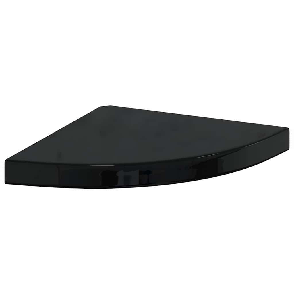 Floating Corner Shelves 2 pcs High Gloss Black 35x35x3.8 cm MDF