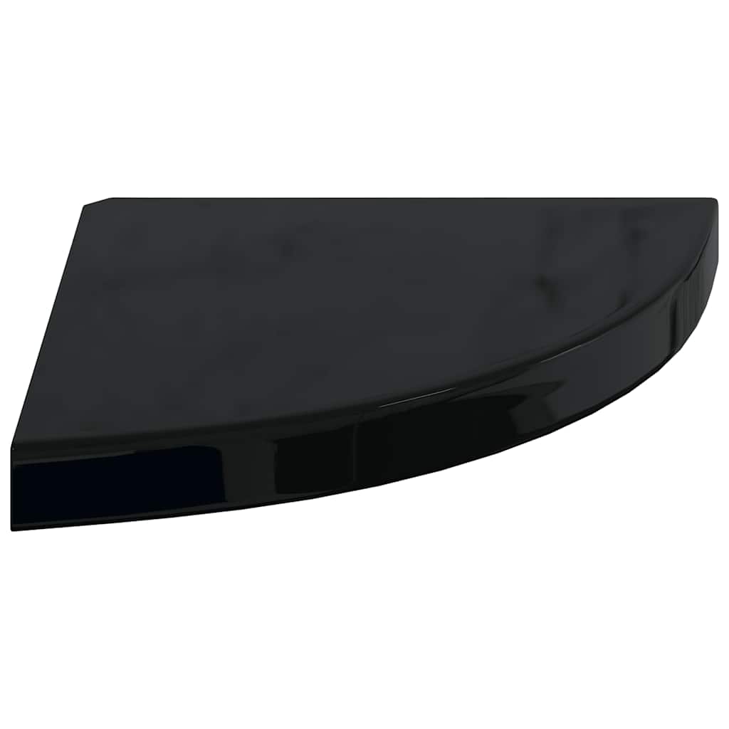 Floating Corner Shelves 2 pcs High Gloss Black 35x35x3.8 cm MDF