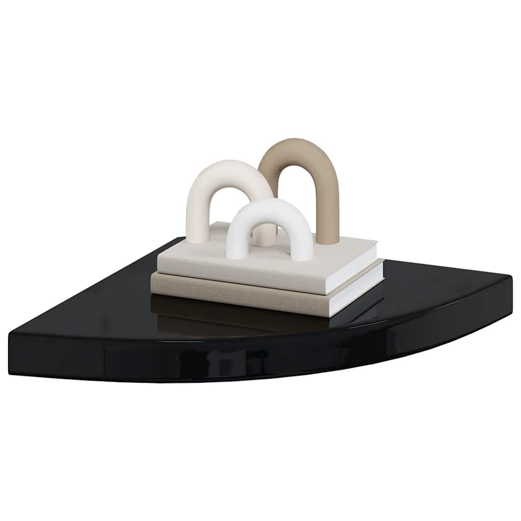 Floating Corner Shelves 4 pcs High Gloss Black 35x35x3.8 cm MDF