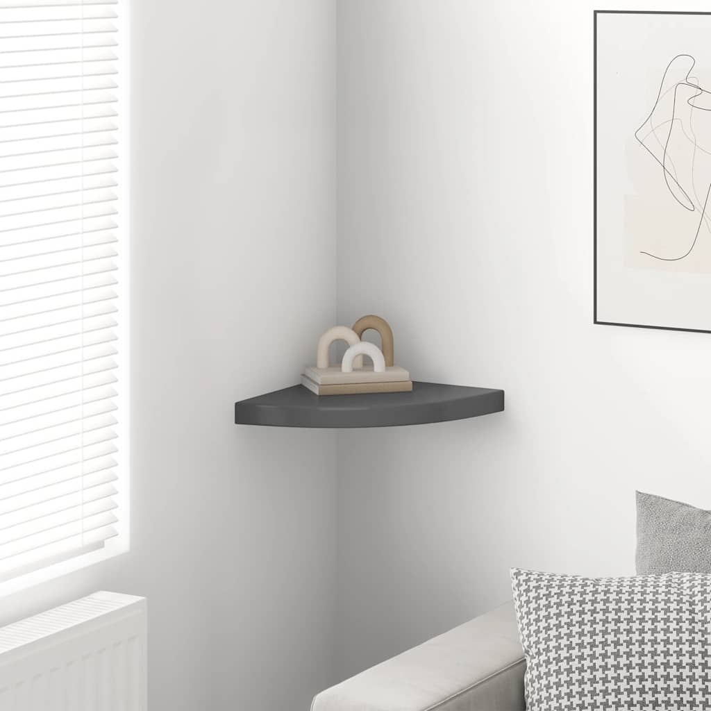 Floating Corner Shelf High Gloss Grey 35x35x3.8 cm MDF
