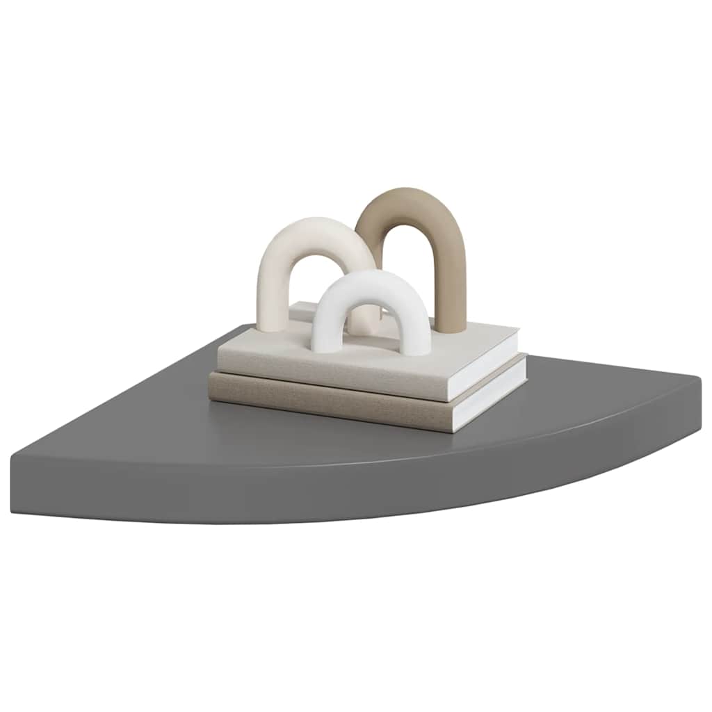 Floating Corner Shelf High Gloss Grey 35x35x3.8 cm MDF