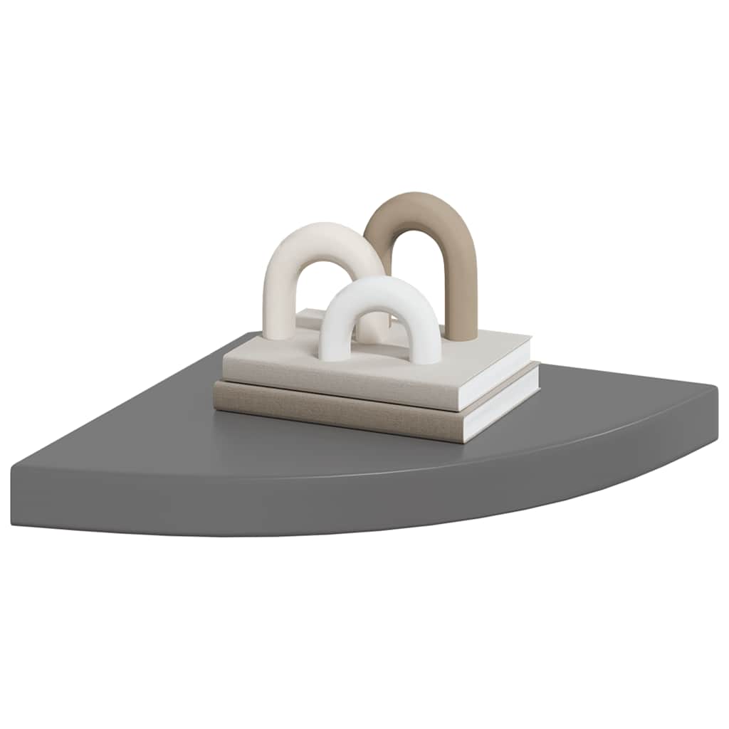 Floating Corner Shelves 2 pcs High Gloss Grey 35x35x3.8 cm MDF