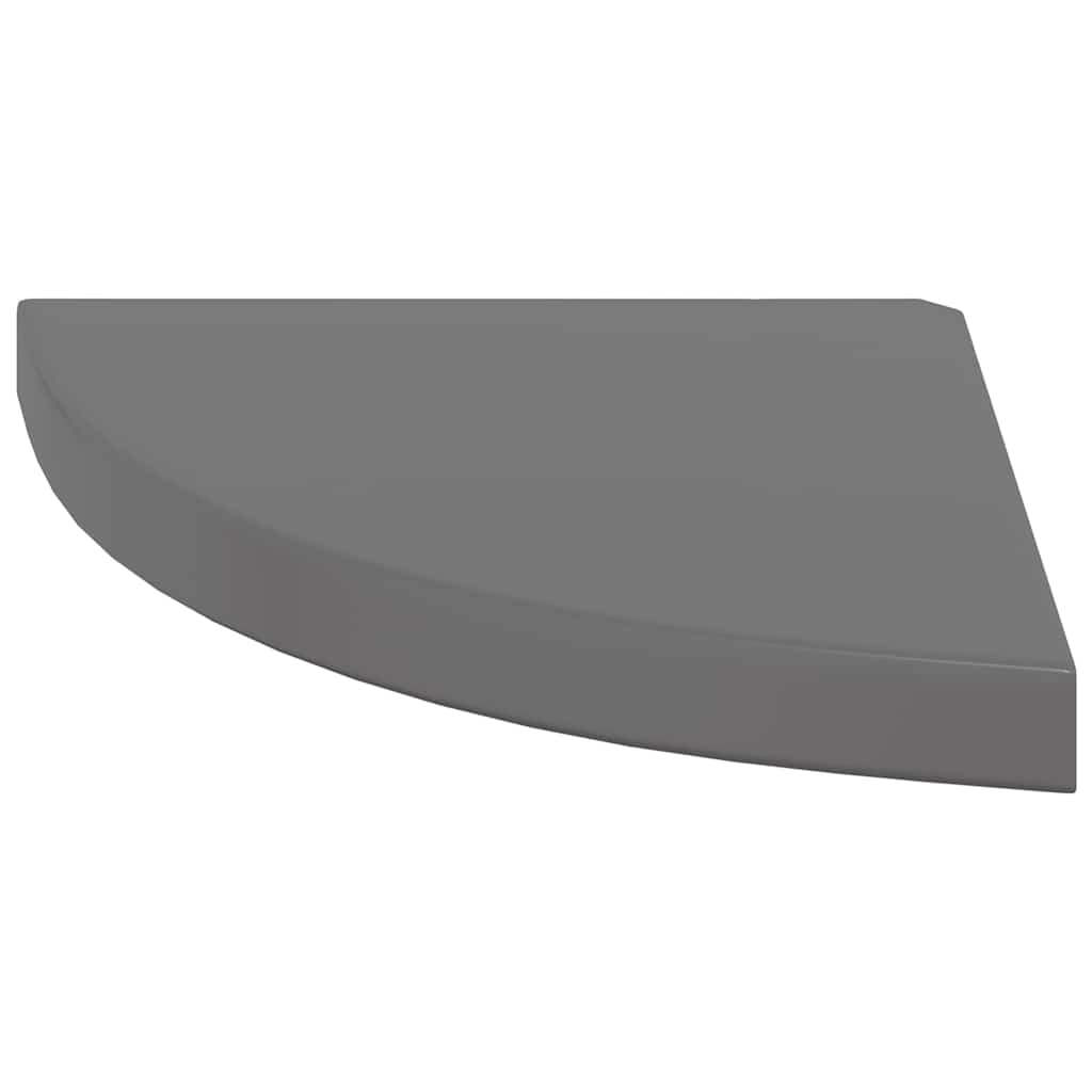 Floating Corner Shelves 2 pcs High Gloss Grey 35x35x3.8 cm MDF