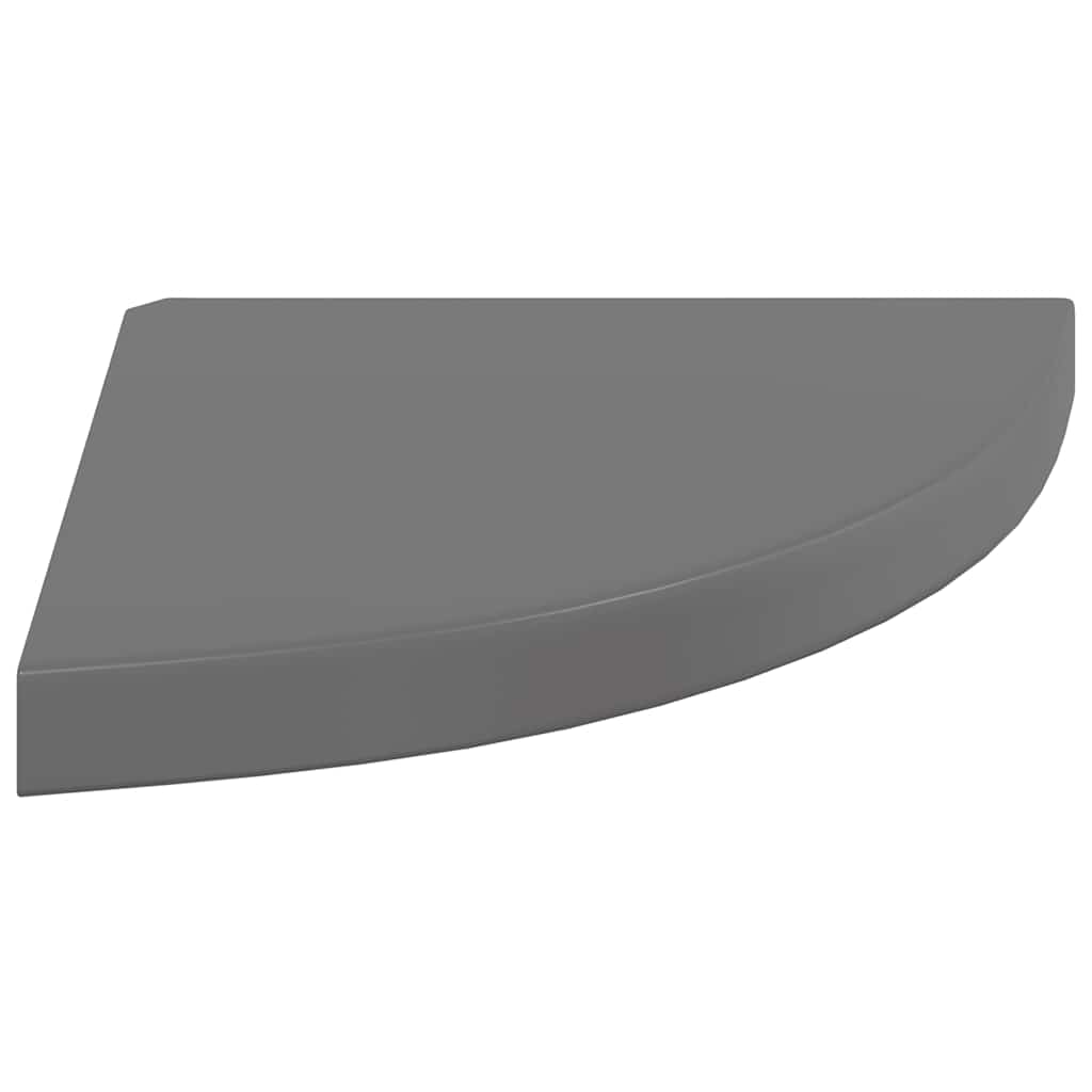Floating Corner Shelves 2 pcs High Gloss Grey 35x35x3.8 cm MDF