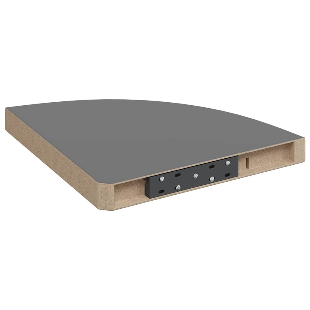 Floating Corner Shelves 2 pcs High Gloss Grey 35x35x3.8 cm MDF