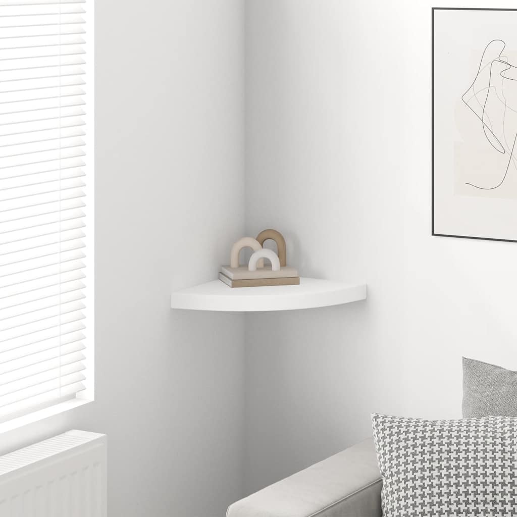 Floating Corner Shelf White 35x35x3.8 cm MDF