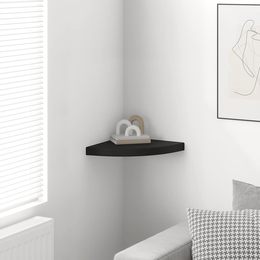 Floating Corner Shelf Black 35x35x3.8 cm MDF