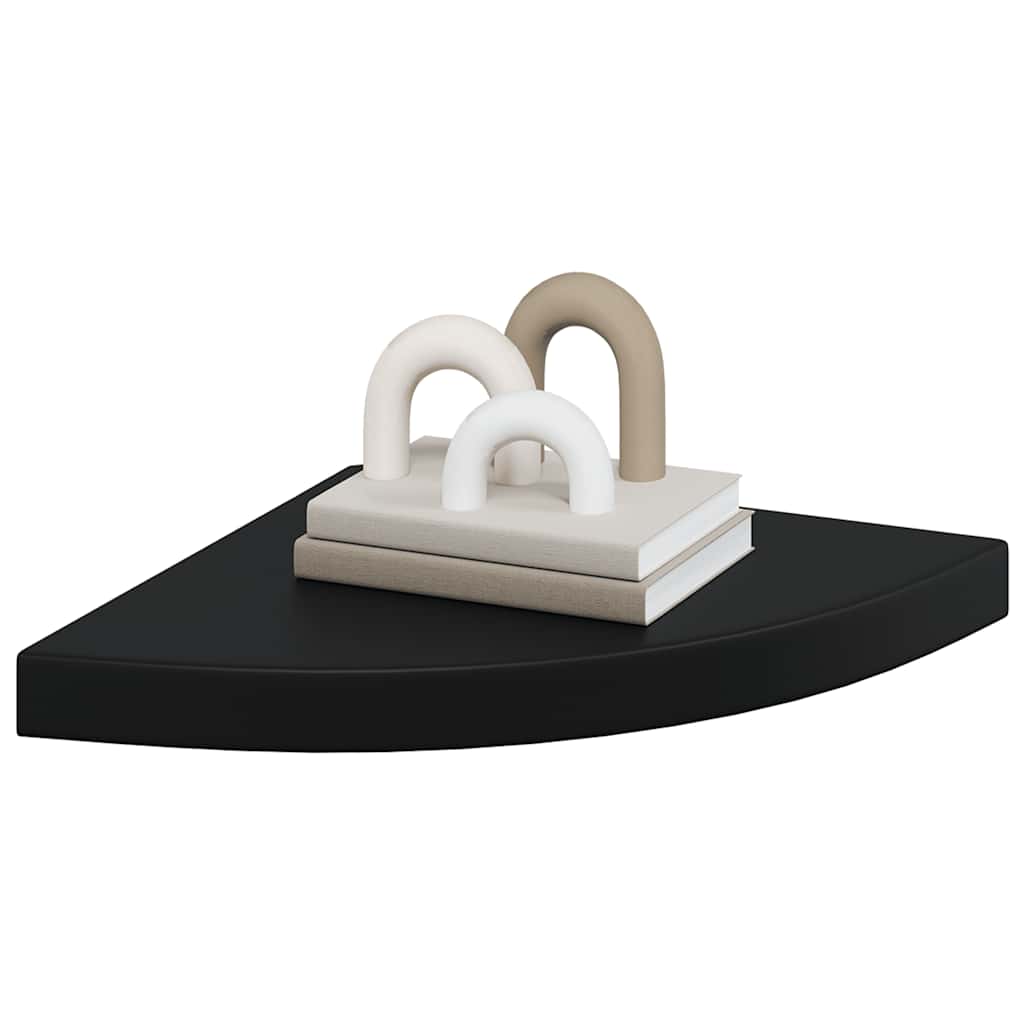 Floating Corner Shelf Black 35x35x3.8 cm MDF