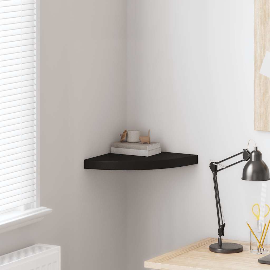 Floating Corner Shelf Black 35x35x3.8 cm MDF