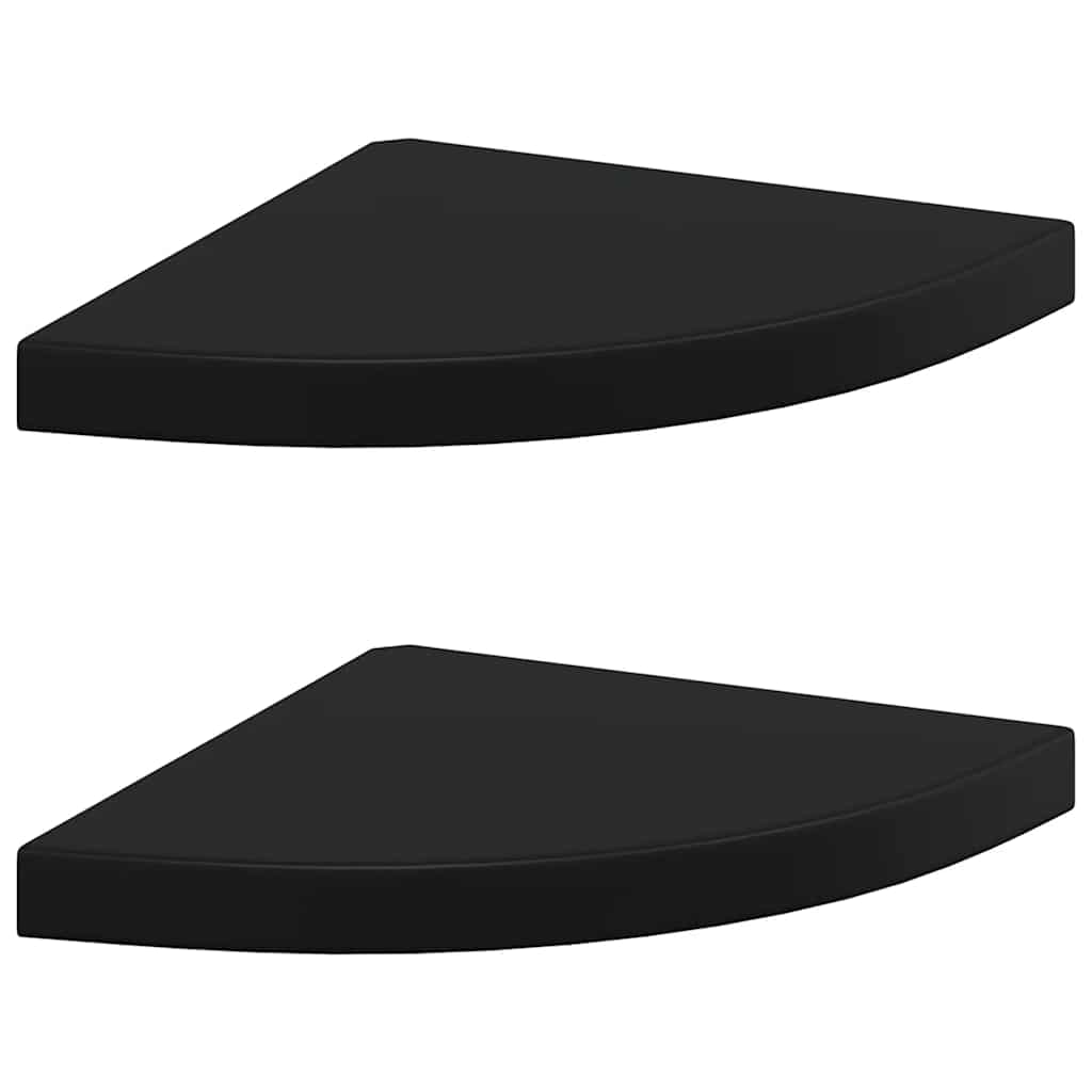 Floating Corner Shelves 2 pcs Black 35x35x3.8 cm MDF