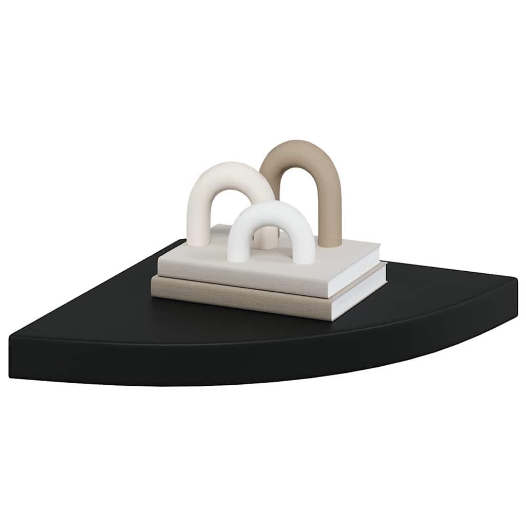 Floating Corner Shelves 2 pcs Black 35x35x3.8 cm MDF