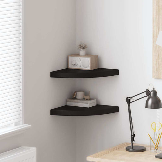 Corner Shelf | Set of 2 | Black | Honeycomb MDF, metal | 35 cm - Medium
