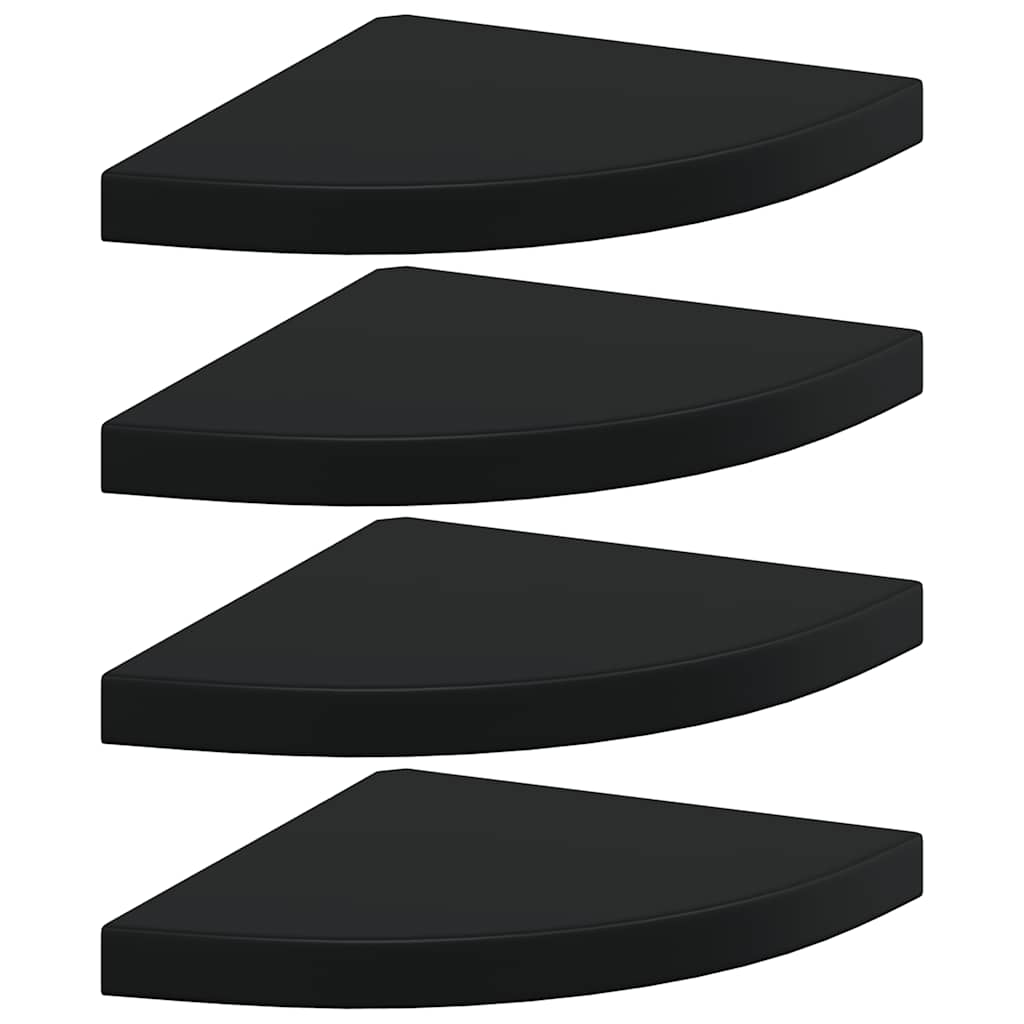 Floating Corner Shelves 4 pcs Black 35x35x3.8 cm MDF