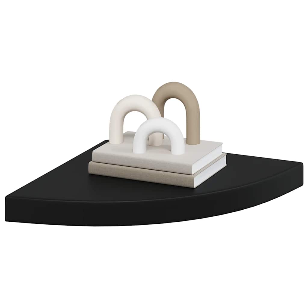 Floating Corner Shelves 4 pcs Black 35x35x3.8 cm MDF