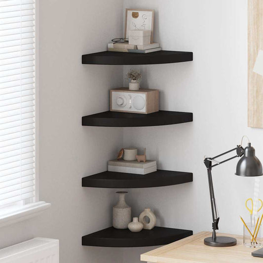 Corner Shelf | Set of 4 | Black | Honeycomb MDF, Metal | Medium