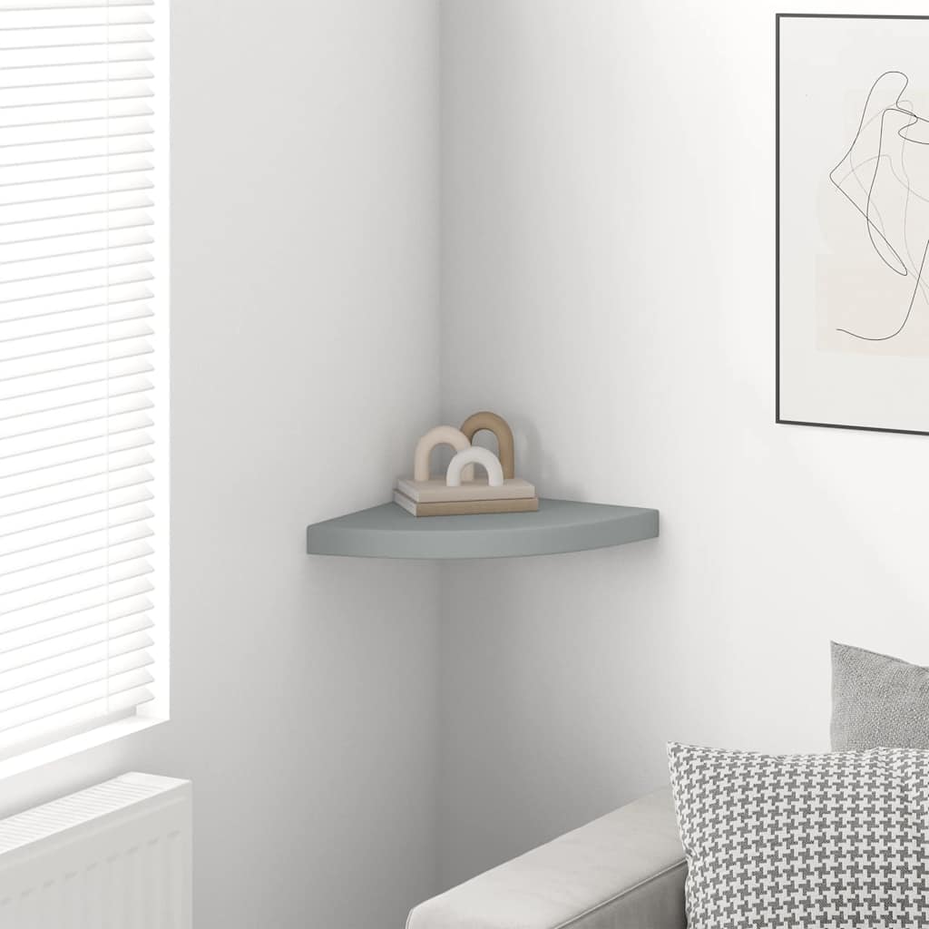 Floating Corner Shelf Grey 35x35x3.8 cm MDF