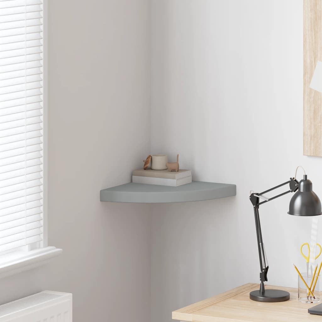 Floating Corner Shelf Grey 35x35x3.8 cm MDF
