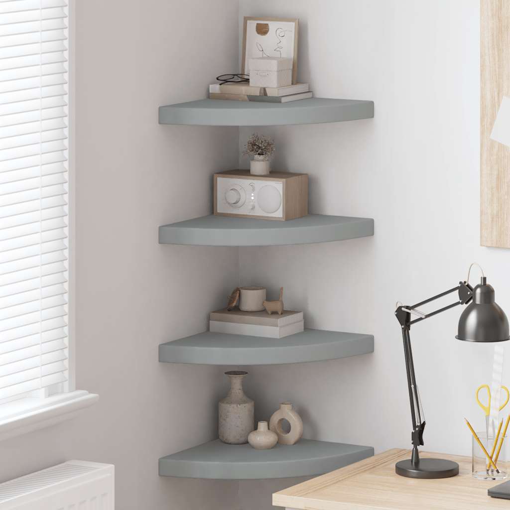 Floating Corner Shelves 4 pcs Grey 35x35x3.8 cm MDF
