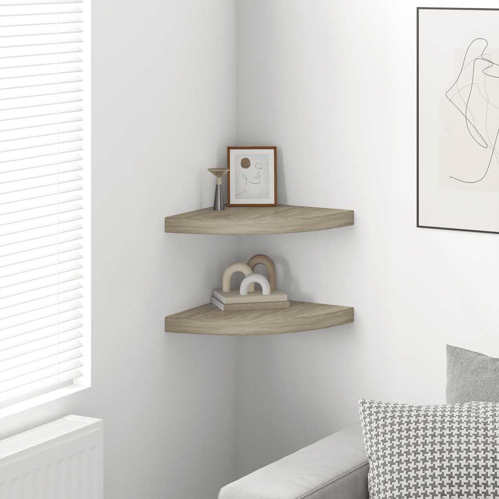 Floating Corner Shelves 2 pcs Oak 35x35x3.8 cm MDF