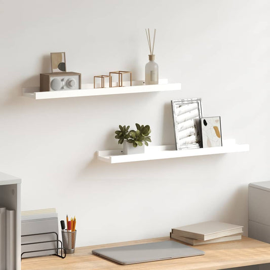 Picture Frame Ledge Shelves 2 pcs White 60x9x3 cm MDF