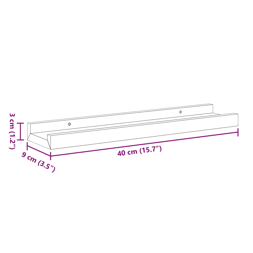 Picture Frame Ledge Shelves 2 pcs Black 40x9x3 cm MDF