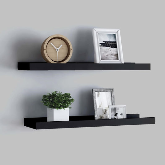 vidaXL Picture Frame Ledge Shelves 2 pcs Black 40x9x3 cm MDF