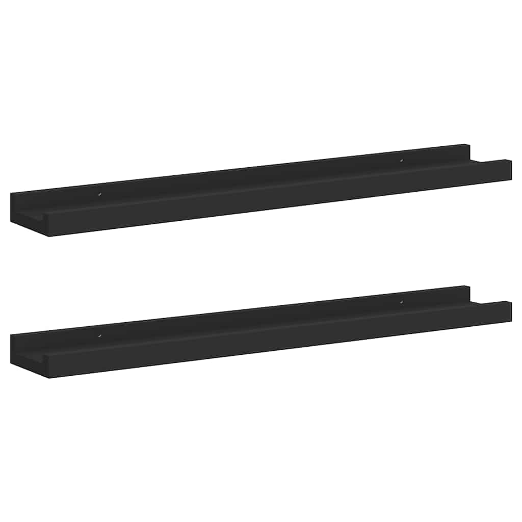 Picture Frame Ledge Shelves 2 pcs Black 60x9x3 cm MDF