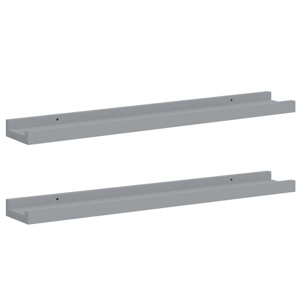 Picture Frame Ledge Shelves 2 pcs Grey 60x9x3 cm MDF