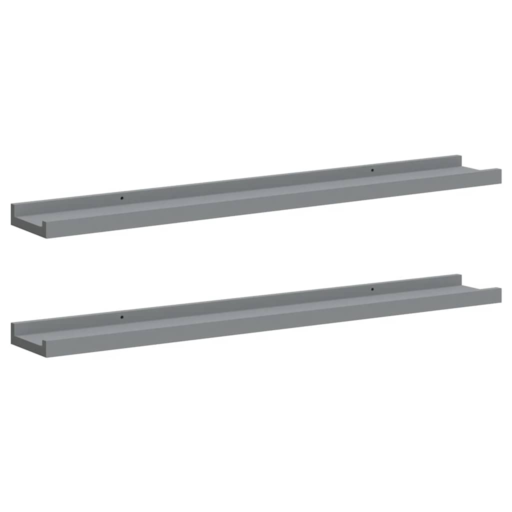 Picture Frame Ledge Shelves 2 pcs Grey 80x9x3 cm MDF