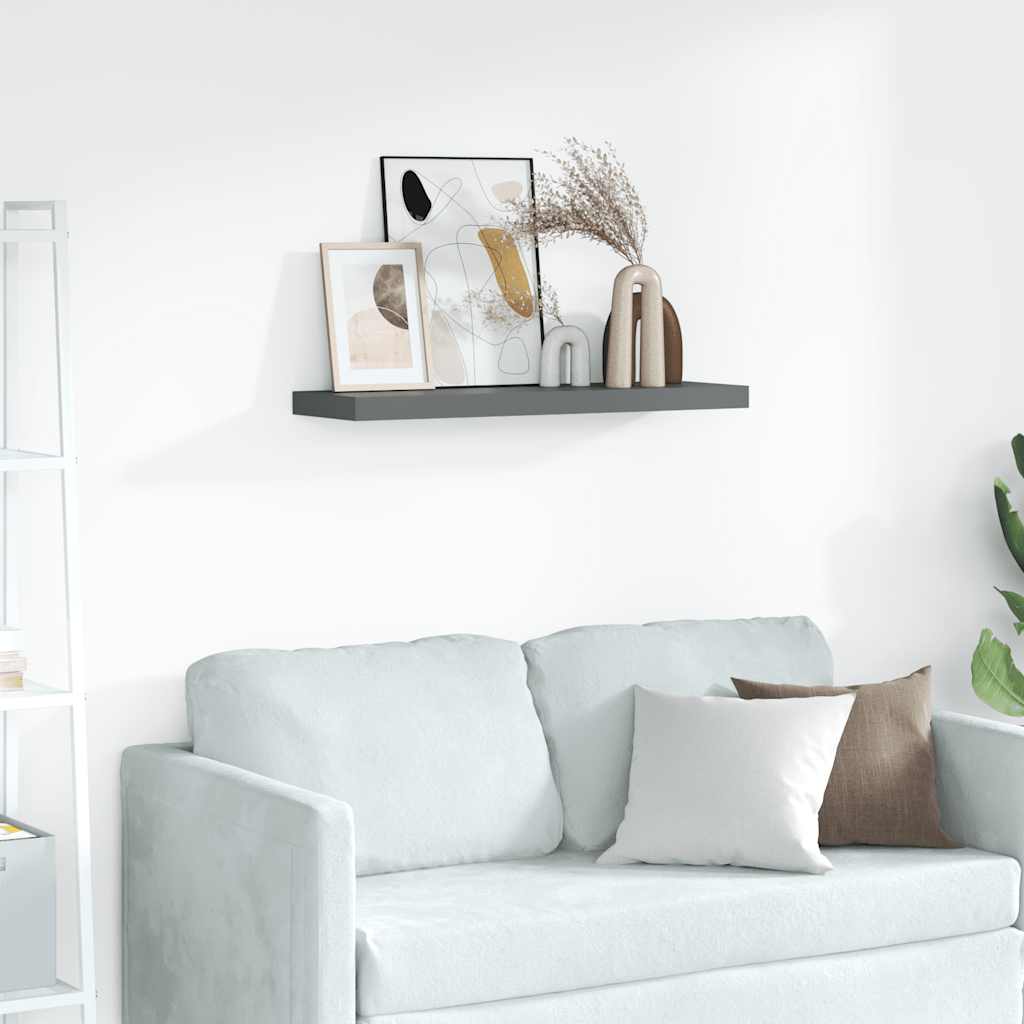 Picture Frame Ledge Shelves 2 pcs Grey 80x9x3 cm MDF