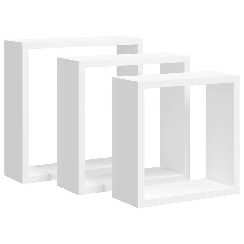 Wall Cube Shelves 3 pcs White MDF