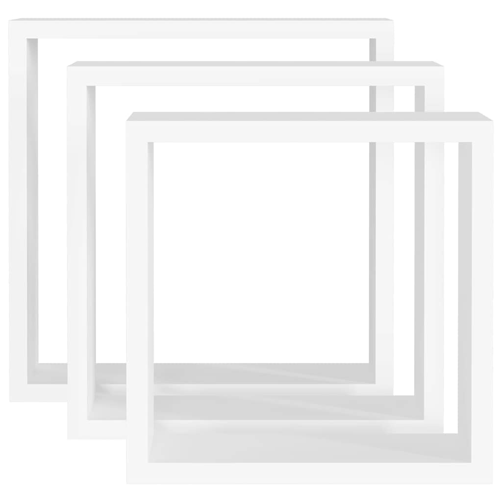 Wall Cube Shelves 3 pcs White MDF