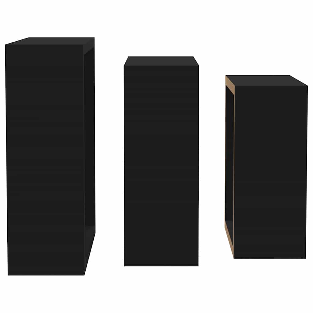 Wall Cube Shelf | Set of 3 | Black | MDF | Large, Medium, Small