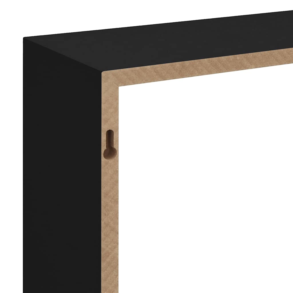Wall Cube Shelf | Set of 3 | Black | MDF | Large, Medium, Small
