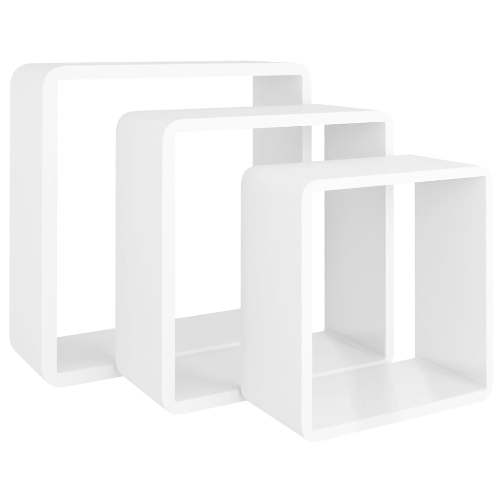 vidaXL Wall Cube Shelves 3 pcs White MDF