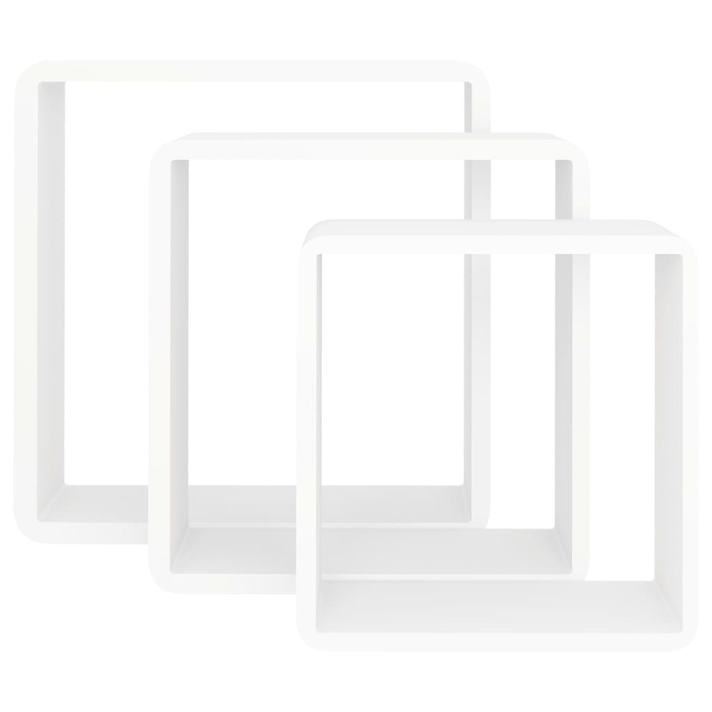 vidaXL Wall Cube Shelves 3 pcs White MDF